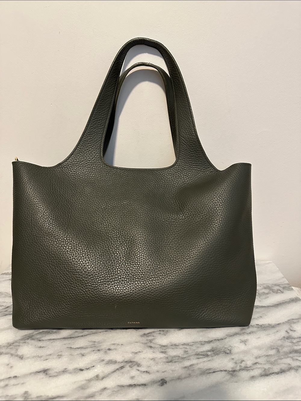 Cuyana large laptop tote olive green